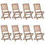 8 pcs folding garden chairs and solid acacia wood cushions by vidaXL, Garden chairs - Ref: Foro24-3075041, Price: 388,22 €, D...