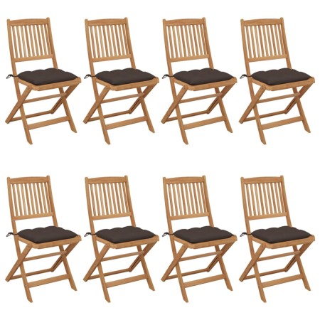 8 pcs folding garden chairs and solid acacia wood cushions by vidaXL, Garden chairs - Ref: Foro24-3075044, Price: 403,79 €, D...