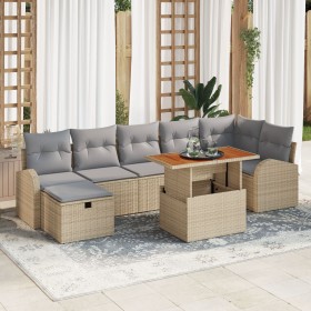 Conjunto de Sofá de Jardín de 8 Piezas con Cojines Beige Ratán Polito von , Outdoor-Sofas - Ref: Foro24-3359976, Preis: 554,9...