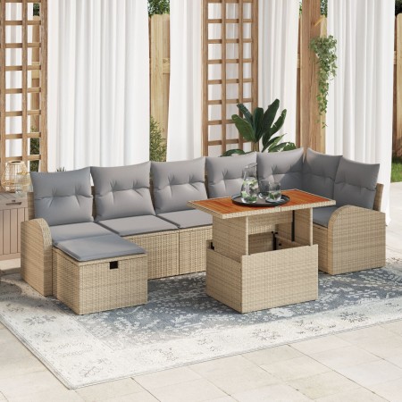 Conjunto de Sofá de Jardín de 8 Piezas con Cojines Beige Ratán Polito von , Outdoor-Sofas - Ref: Foro24-3359976, Preis: 554,9...