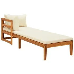 Lounger 1 armrest with cream cushions solid acacia wood by vidaXL, Modular outdoor sofas - Ref: Foro24-316313, Price: 193,75 ...