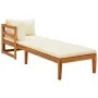 Lounger 1 armrest with cream cushions solid acacia wood by vidaXL, Modular outdoor sofas - Ref: Foro24-316313, Price: 193,75 ...