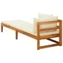 Lounger 1 armrest with cream cushions solid acacia wood by vidaXL, Modular outdoor sofas - Ref: Foro24-316313, Price: 193,75 ...