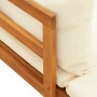 Lounger 1 armrest with cream cushions solid acacia wood by vidaXL, Modular outdoor sofas - Ref: Foro24-316313, Price: 205,72 ...