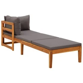 Tumbona con 1 reposabrazos gris oscuro madera maciza acacia von vidaXL, Modulare Sofas für den Außenbereich - Ref: Foro24-316...