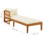 Lounger 1 armrest with cream cushions solid acacia wood by vidaXL, Modular outdoor sofas - Ref: Foro24-316313, Price: 205,72 ...