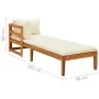 Lounger 1 armrest with cream cushions solid acacia wood by vidaXL, Modular outdoor sofas - Ref: Foro24-316313, Price: 193,75 ...