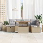 Set de Sofá de Jardín de 7 Piezas con Cojines Beige Poliratán by , Outdoor sofas - Ref: Foro24-3360053, Price: 518,22 €, Disc...