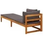 Tumbona con 1 reposabrazos gris oscuro madera maciza acacia by vidaXL, Modular outdoor sofas - Ref: Foro24-316318, Price: 219...