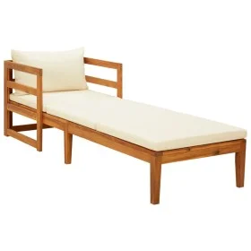 Sun lounger with cream cushions in solid acacia wood by vidaXL, Modular outdoor sofas - Ref: Foro24-316312, Price: 169,21 €, ...