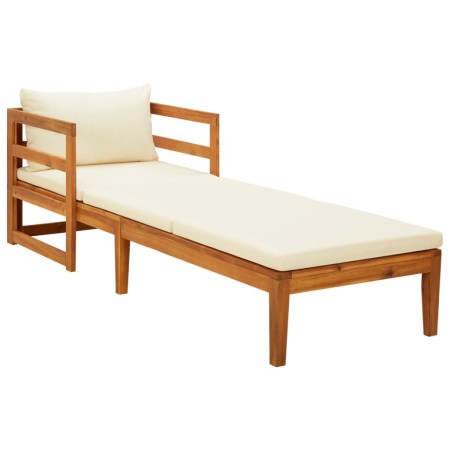 Sun lounger with cream cushions in solid acacia wood by vidaXL, Modular outdoor sofas - Ref: Foro24-316312, Price: 170,66 €, ...