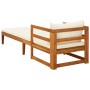 Sun lounger with cream cushions in solid acacia wood by vidaXL, Modular outdoor sofas - Ref: Foro24-316312, Price: 170,66 €, ...