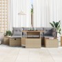 Conjunto de Sofá de Jardín de 7 Piezas con Cojines Beige de Ratán Poliéster von , Outdoor-Sofas - Ref: Foro24-3360080, Preis:...