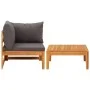 Gartenmöbel Set 2 Stück Kissen dunkelgrau Akazienholz von vidaXL, Modulare Sofas für den Außenbereich - Ref: Foro24-316321, P...