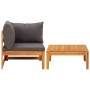 Gartenmöbel Set 2 Stück Kissen dunkelgrau Akazienholz von vidaXL, Modulare Sofas für den Außenbereich - Ref: Foro24-316321, P...