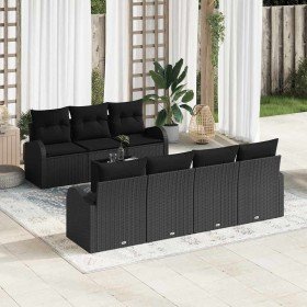 Conjunto de sofá de jardín 8 pcs Negro 55 x 55 x 37 cm Conjunto de sofá de jardín 8 pcs Negro 55 x 55 x 37 cm