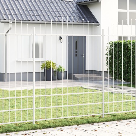 valla de jardín blanca con parte de arriba en forma de arco 10,2x2 m de acero by , fence panels - Ref: Foro24-3360165, Price:...