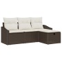 Conjunto de sofá de jardín de 4 piezas con cojines marrón en poliratán by , Outdoor sofas - Ref: Foro24-3360579, Price: 288,9...