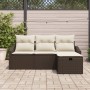 Conjunto de sofá de jardín de 4 piezas con cojines marrón en poliratán by , Outdoor sofas - Ref: Foro24-3360579, Price: 288,9...