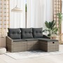 Conjunto de Sofá de Jardín de 4 Piezas con Cojines Grises de Ratán by , Outdoor sofas - Ref: Foro24-3360580, Price: 291,07 €,...