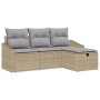 Conjunto de sofá de jardín de 4 piezas con cojines beige de ratán poliéster by , Outdoor sofas - Ref: Foro24-3360581, Price: ...