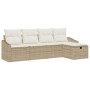 Juego de Sofá de Jardín de 5 Piezas con Cojines Beige Ratán Poliéster von , Outdoor-Sofas - Ref: Foro24-3360592, Preis: 383,0...