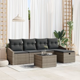Juego de Sofás de Jardín de 6 Piezas con Cojines Gris Ratán Poliéster by , Outdoor sofas - Ref: Foro24-3360600, Price: 394,38...