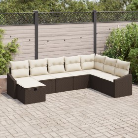 Juego de Sofá de Jardín de 8 Piezas con Cojines Marrón Rattan Poliéster de , Sofás de exterior - Ref: Foro24-3360659, Precio:...