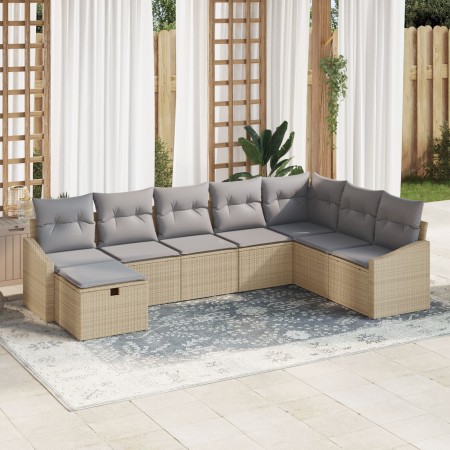 Conjunto de Sofás de Jardín de 8 Piezas con Cojines Beige de Ratán Poli by , Outdoor sofas - Ref: Foro24-3360661, Price: 535,...