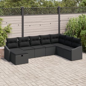 Conjunto de Sofás de Jardín de 8 Piezas con Cojines Negro Poliratán de , Sofás de exterior - Ref: Foro24-3360664, Precio: 529...