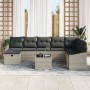 Juego de Sofá de Jardín de 9 Piezas con Cojines Gris Claro de Poliratán von , Outdoor-Sofas - Ref: Foro24-3360673, Preis: 619...