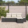 Juego de Sofá de Jardín de 4 Piezas con Cojines de Ratán Sintético Negro by , Outdoor sofas - Ref: Foro24-3360678, Price: 300...