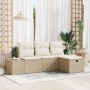 Conjunto de Sofá de Jardín de 4 Piezas con Cojines Ratán Plástico Beige de , Sofás de exterior - Ref: Foro24-3360682, Precio:...