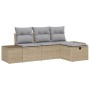 Juego de Sofá de Jardín de 4 Piezas con Cojines Beige de Ratán Sintético de , Sofás de exterior - Ref: Foro24-3360681, Precio...