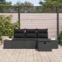 Juego de Sofá de Jardín de 4 Piezas con Cojines de Ratán Negro by , Outdoor sofas - Ref: Foro24-3360684, Price: 320,50 €, Dis...