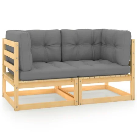 2 seater garden sofa with solid pine wood cushions by vidaXL, Modular outdoor sofas - Ref: Foro24-805730, Price: 144,10 €, Di...