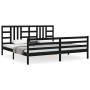 Bed frame with black solid wood headboard 200x200 cm by vidaXL, Beds and slatted bases - Ref: Foro24-3193945, Price: 172,34 €...