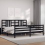 Bed frame with black solid wood headboard 200x200 cm by vidaXL, Beds and slatted bases - Ref: Foro24-3193945, Price: 172,34 €...