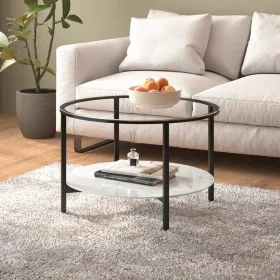 Black tempered glass and white marble coffee table, 70 cm by vidaXL, Side tables - Ref: Foro24-331620, Price: 100,64 €, Disco...
