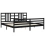 Bed frame with black solid wood headboard 200x200 cm by vidaXL, Beds and slatted bases - Ref: Foro24-3193945, Price: 172,34 €...