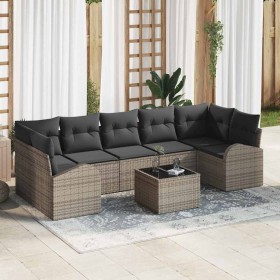 Conjunto de sofá de jardín 8 pcs Gris 55 x 55 x 37 cm
