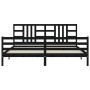 Bed frame with black solid wood headboard 200x200 cm by vidaXL, Beds and slatted bases - Ref: Foro24-3193945, Price: 172,34 €...