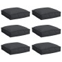 Cojín de Exterior Juego de 6 Negro Poliéster 40 cm x 40 cm x 8 cm by , Cushions for chairs and sofas - Ref: Foro24-42001602, ...