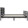 Bed frame with black solid wood headboard 200x200 cm by vidaXL, Beds and slatted bases - Ref: Foro24-3193945, Price: 172,34 €...