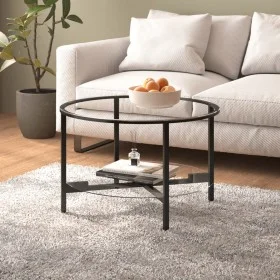 Black and transparent tempered glass coffee table, 70 cm by vidaXL, Side tables - Ref: Foro24-331617, Price: 98,26 €, Discoun...