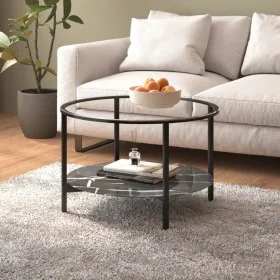 Couchtisch aus schwarzem Hartglas und schwarzem Marmor, 70 cm von vidaXL, Seitentische - Ref: Foro24-331619, Preis: 87,76 €, ...
