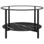 Black tempered glass and black marble coffee table 70 cm by vidaXL, Side tables - Ref: Foro24-331619, Price: 87,76 €, Discoun...