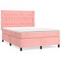 Cama box spring con colchón terciopelo rosa 140x200 cm