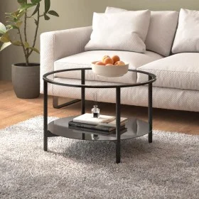 Black and transparent tempered glass coffee table 70 cm by vidaXL, Side tables - Ref: Foro24-331618, Price: 104,80 €, Discoun...