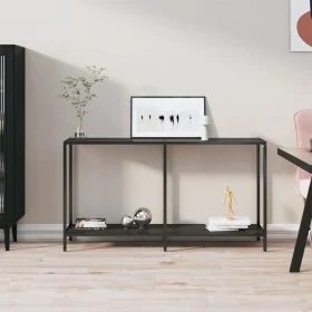 Tempered black glass console table 140x35x75.5 cm by vidaXL, Side tables - Ref: Foro24-331695, Price: 96,23 €, Discount: %